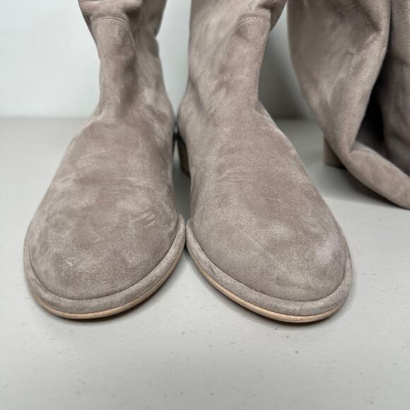 Stuart Weitzman Taupe Suede Rocker Chic Slouchy Boots Size 7.5 - Picture 6 of 13